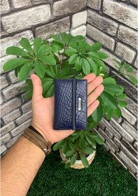 Resim Guard Lacivert Croco Desenli Hakiki Deri Lastikli Spor Kartlık Erkek P1041 Lacivert 