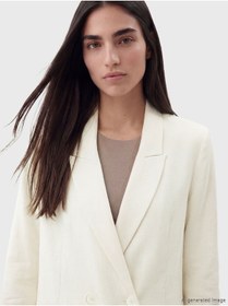 Resim LC Waikiki NEVAVM Farkıyla LCW STUDIO Beyaz Kruvaze Yaka Kadın Blazer Ceket - S6OG31Z8-R9J 