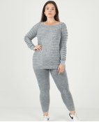 Resim Sosyete Kaplumbağa Otantik %100 Pamuk Yıkamalı Triko Yırtık Desenli Likralı Sırtı Bağlamalı Bluz Tayt Takım 