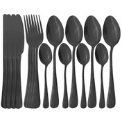 Resim Wholesale11 Yemek Paslanmaz Çelik Çatal Bıçak Çatal Kaşık Bıçak Siyah 