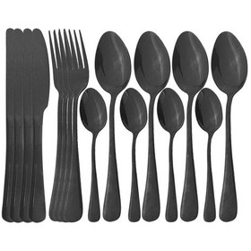 Resim Wholesale11 Yemek Paslanmaz Çelik Çatal Bıçak Çatal Kaşık Bıçak Siyah 