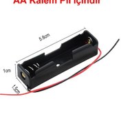 Resim 1'Li 1,5V Aa Kalem Pil Kutusu Yuvası 1X1,5V Kablolu Batarya Tutuc 