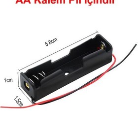 Resim 1'Li 1,5V Aa Kalem Pil Kutusu Yuvası 1X1,5V Kablolu Batarya Tutuc 