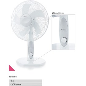 Resim SİMTAŞ Simtaş SMV 1602 MK-G 16" Masaüstü Gri Vantilatör 50W, 3 Kademeli, Salınımlı 