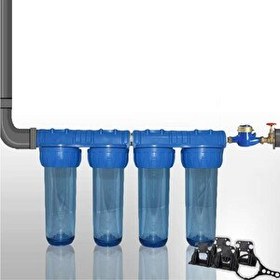 Resim Sulook Daire Bina Sayaç Girişi 4 Aşama Arıtma Seti 10" Ağır Kireç Önleyici Yumuşatma Sistemi 