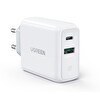 Resim Ugreen 60468 38W Çift Portlu USB-A ve Type-C PD QC Hızlı Beyaz Şarj Cihazı 