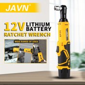 Resim JAVN 12V Kablosuz Elektrikli Cırcir Anahtarı - 45NM Tork (33ft.lbs), 3/8" Sürücü, 2000mAh Lityum Pil, Uzun Ömürlü Sarı Güç Aleti Araba Tamiri ve Ev İşi için, Sağ Açılı Tasarım, Avrupa Fişli (Erkekler İçin Hediye) 
