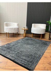 Resim Şönil Dokuma Kayma Yapmaz Makinede Yıkanabilir Leke Tutmaz Kesme Bohem Kilim Vizon 2 Antrasit Antrasit 