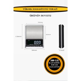 Resim 500 gr Kapasite, 0,01 gr Hassasiyetli Dijital Terazi 