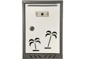 Resim Eym Posta Kutusu Akşan Marka Palmiye Desenli Metal Beyaz-Gri 