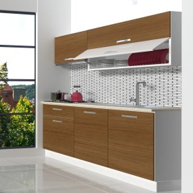 Resim Decoraktiv Style 160 MDF Hazır Mutfak Dolabı - Tezgah Dahil - Naturel Ceviz 