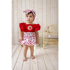 Resim Arya Kids Kız Bebek Bandanalı Tatlı Meyveler Elbise Çilek 