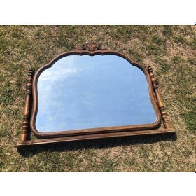 Resim Vintage Oymalı Şifoniyer Aynası 100x85 cm - Dekoratif Standlı Ayn Kahverengi 