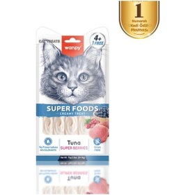 Resim Wanpy Superfood Ton Balıklı, Yaban Mersini & Kızılcıklı Krema Kedi Ödülü 5 14 Gr 