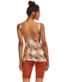 Resim Argento 0551-9165 Yaprak Desenli Yarı Kapalı Taytlı Tankini Kiremit 