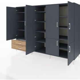Resim Kronos Dolap 12 Raflı 2 Çekmeceli 7 Kapaklı 220x59x163 Antrasit-antrasit/çam Antrasıt/atlas Çam - Antrasıt 