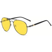 Resim Oldfriend Moda Gözlük Unisex Klasik Kare Polarize Cam Ultra Hafif Metal Çerçeve Sürüş Gözlüğü Sarı Açık Füme 