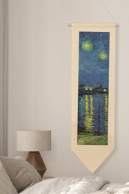 Resim Van Gogh Duvar Halısı, Sanat Serisi Dekor, 100cm Kanvas Flama Askılı Duvar Örtüsü NO:748 - Renkli - 19 / 30 x 100 