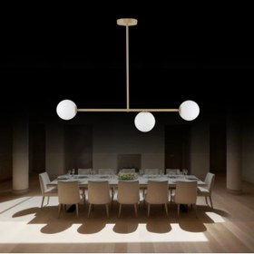 Resim RONİSU AYDINLATMA Titania Camlı Yemek Masası Avize RA-AVZ- 4389-28-65 