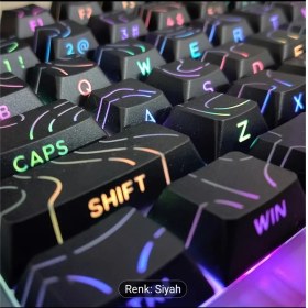 Resim Leaven Mekanik Klavye Tuş Takımı-Pbt Çift Baskı Keycap Seti- Çizgi Desenli 137 Tuşlu -Siyah 