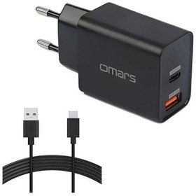 Resim 18W Çift Çıkışlı Type-C To USB Hızlı Şarj Cihazı ve 1 M Type-C Kablo 