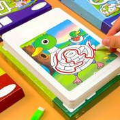 Resim Çeşitli desenlerle dolu 64 sayfalık labirent eğitim kitabı, 2 kalem ve 1 silgi ile donatılmış, defterlerin sık değiştirilmesine gerek olmadan tekrar tekrar kullanılabilir, eğlenceli çocuk eğitimi giriş seviyesi pratik kartları, konsantrasyon ve mantıksal düşünme yeteneğini geliştirmeye yardımcı olur 