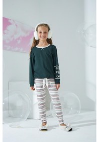 Resim Kız Çocuk Uzun Kol Taytlı Yeşil Pijama Takımı C8t5n8o0 001 