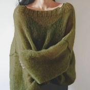 Resim Kadınlar için Fransız Esintili Yeşil Kazak - Şık Yarı Saydam Uzun Kollu Dantel Kesimli Üst, Yuvarlak Yaka, Makinede Yıkanabilir, İlkbahar Yaz Sonbahar Mevsimi İçin Çok Yönlü, Hafif Malzeme, Açık İşlemeli Tasarım, Moda Tutkunları İçin 