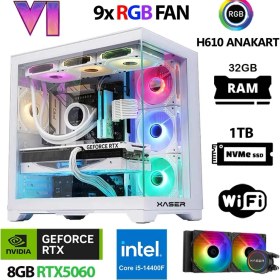 Resim Xaser Sword X160 I5 14400F 32GB Ram 1tb M.2 Nvme SSD 8gb RTX5060 Sıvı Soğutmalı Masaüstü Oyuncu Bilgisayarı 