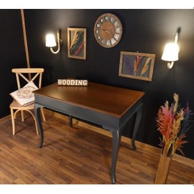 Resim Wooding-Mobilya Wooding 100 Cm Masif Antrasit Ceviz Yemek Masası 