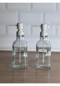 Resim Okyanus Home Beyaz Pompalı İkili Kare Cam Sıvı Sabunluk 500ml 