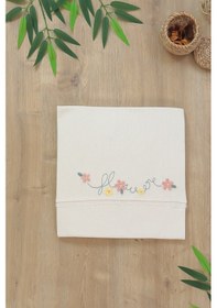 Resim Kız Bebek Çift Katlı Pamuk Natural Penye Battaniye Stl7155 Beyaz - Fuşya 