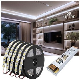 Resim 25 Metre Beyaz Led Işık Gizli Tavan Işık Bandı Aydınlatma Ev Oda Salon Tv Ünite Mutfak Sb-6555 