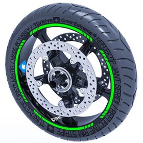 Resim Çınar Extreme Floresan Yeşil 4 Parçalı Kesikli Jant Şeridi Sticker 