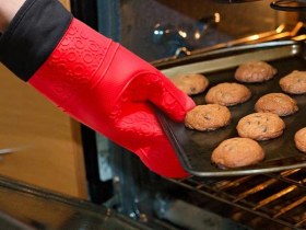 Resim 3b Trend 2 Adet Silikon Yanmaz Yapışmaz Isı Yalıtımlı Mutfak Fırın Eldiveni Kırmızı Kırmızı 