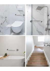 Resim Yaşlı, Bedensel Engelli Tutunma Barı, Hasta Tutunma Barı, Küvet Tutamağı, Krom Kaplama 30cm Siyah 