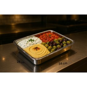 Resim Veliday Paslanmaz Çelik Meze Küveti 34 cm * 24 cm - Paslanmaz Çelik Küvet 