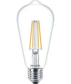 Resim Philips LED Classic Şeffaf Filament Ampul 7W 806 Lumen 2700K Sarı Işık ST64 E27 Duy (60W Eşleniği) 