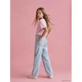Resim LC Waikiki Lcw Kids Mavi Wideleg Taş Işlemeli Kız Çocuk Jean Pantolon 