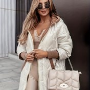 Resim Kadınlar için Şık Kışlık Kapüşonlu Ceket - Tam Fermuarlı İnce Uzun Mont, Asimetrik Etek & Ceplerle Bej/Kahverengi (Beige) - Full-Fermuar Bağlaması, Büzgülü Yaka, Çamaşır Makinesinde Yıkanabilir Dış Giyim Soğuk Hava Koşulları, İkili ve Resmi Etkinlikler 