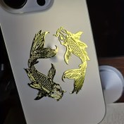 Resim Altın Şanslı Karpa Sticker - Telefonlar, Bilgisayarlar, Arabalar için Kendinden Yapışkanlı Metalik Sticker | Hayvan Deseni, Parlak Bitiş, Dikdörtgen Tasarım, Tema: Doğa, Araba Sticker | Dekoratif Sticker | Kendinden Yapışkanlı Tasarım 