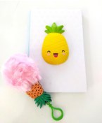 Resim Ananas Squishy Anı Hatıra Defteri Ananas Ponpon Anahtarlık Çanta Hdmarketim