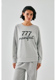 Resim Akbeniz Kadın Gri 777 Manifest Oversize 2 İplik Eşofman Ev Giyim Takımı 