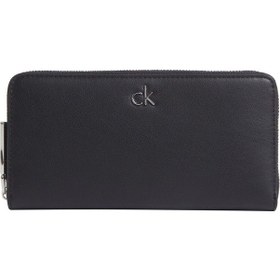 Resim Calvin Klein Ck Re-lock Large Zip Around Siyah Kadın Cüzdan-8434 Siyah 