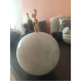 Resim Küp Gerçek Mermerden Beyaz ve Siyah Mücevher Kutusu 