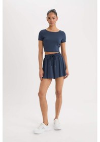Resim DeFactoFit Crop Bisiklet Yaka Sporcu Kısa Kollu Tişört E2663AX25SMNV249 