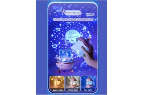 Resim K-Yonlineticaret Uyku Arkadaşı Çocuk Gelişimi Galaksi Çok Figürlü Projektör Gece Lambası Hoparlörlü 