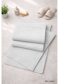 Resim 3lü Pamuklu Ayak Havlusu Seti Kabartma Desenli 50x70 Cm Açık Gri Çok Renkli 