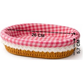 Resim Şık Tasarımlı Oval Ekmeklik Rattan Pöti Kare Kumaşlı Ekmek Sepeti Çok Renkli 