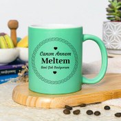 Resim Yeşil Renk Canım Annem Mesajlı Kupa Bardak 
